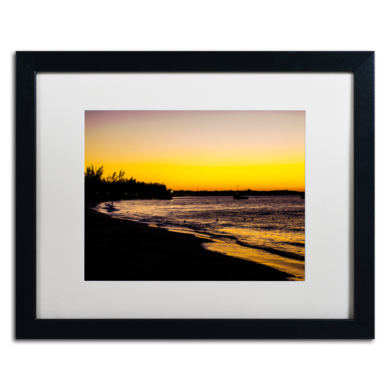 Yale Gurney 'Deluxe Sunset' Black Wooden Framed Art 18 X 22 Inches