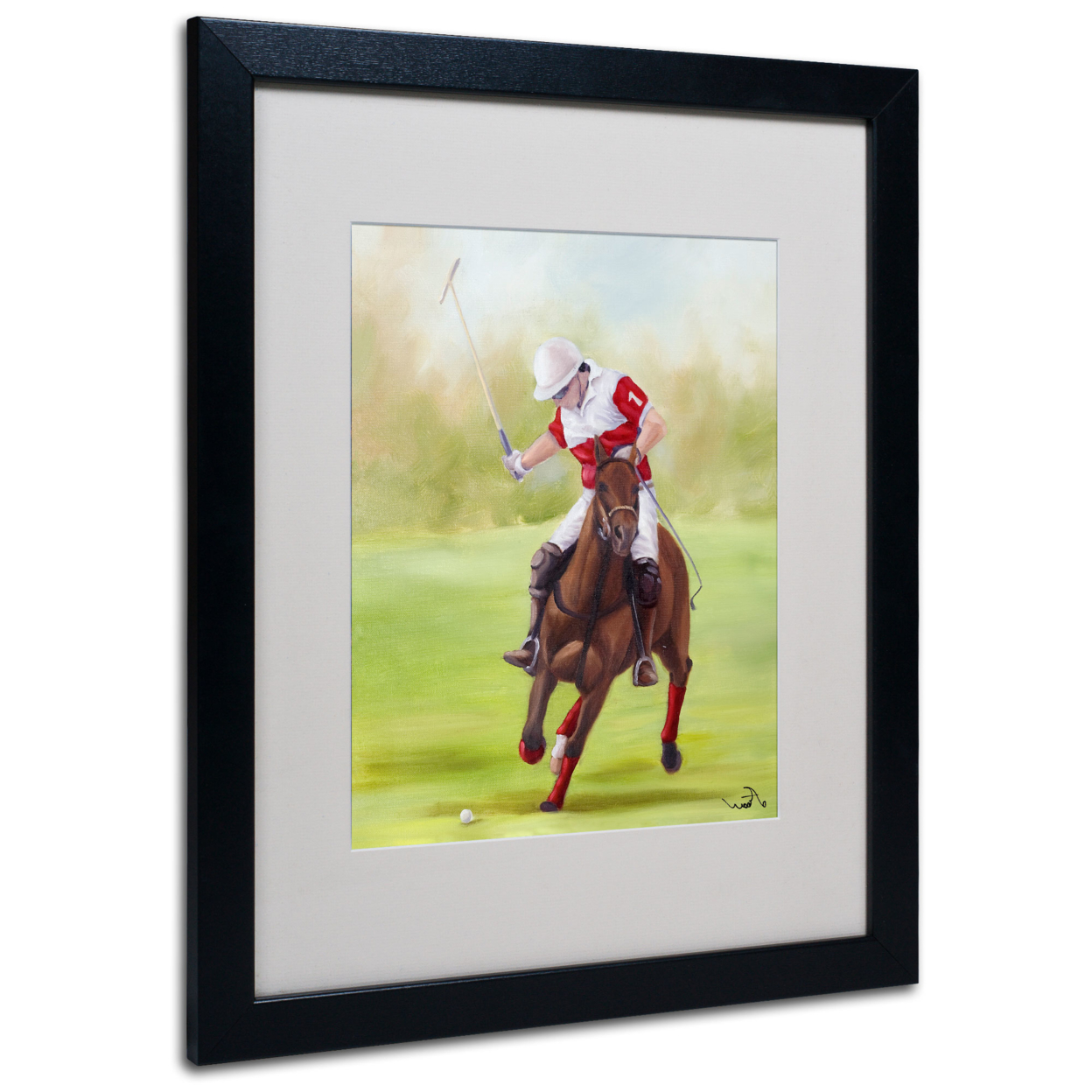 Michelle Moate 'Horse Of Sport I' Black Wooden Framed Art 18 X 22 Inches