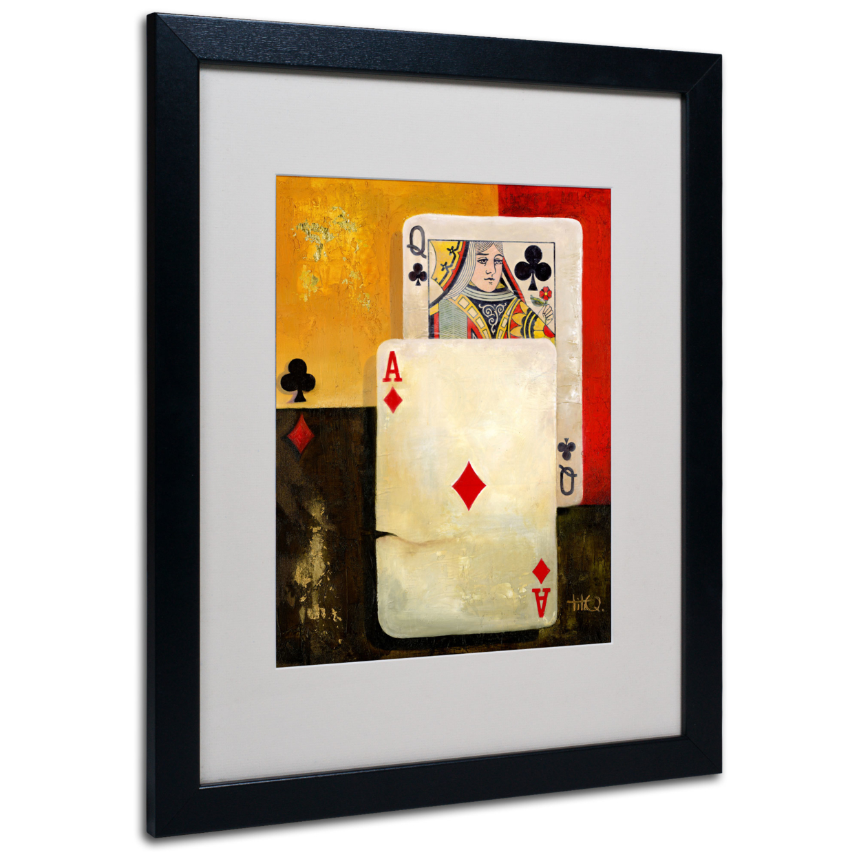 Poker Queen' Black Wooden Framed Art 18 X 22 Inches