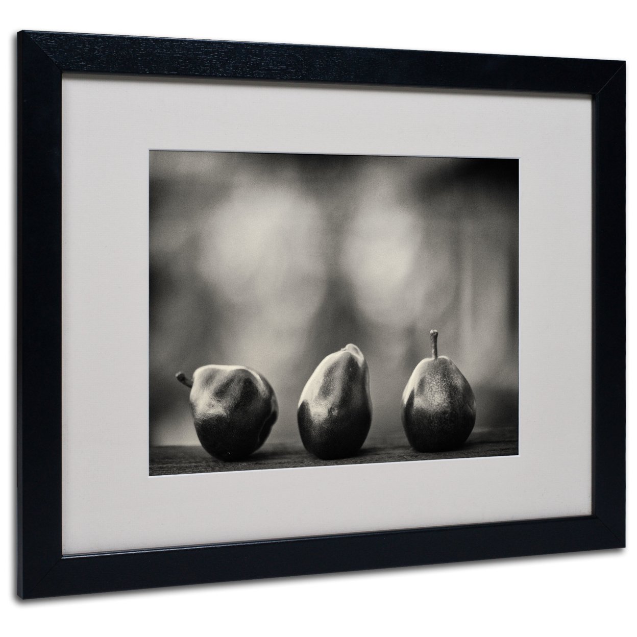 Geoffrey Ansel Agrons 'Three Red Pears' Black Wooden Framed Art 18 X 22 Inches