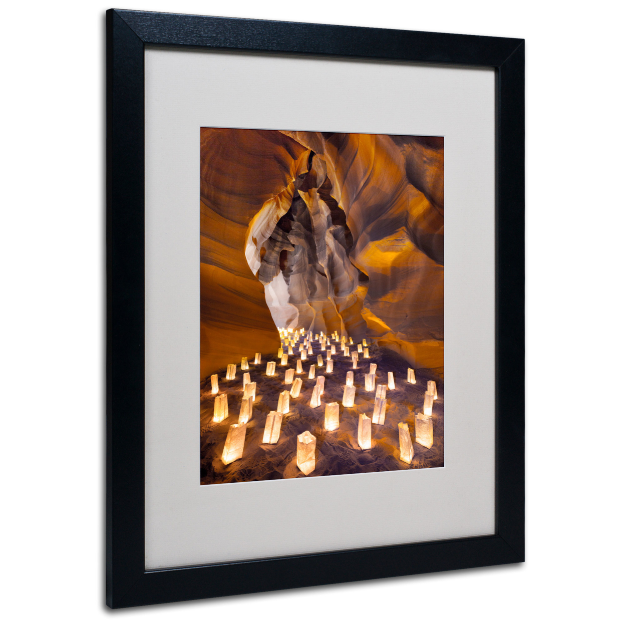 Moises Levy 'Candle Canyon I' Black Wooden Framed Art 18 X 22 Inches