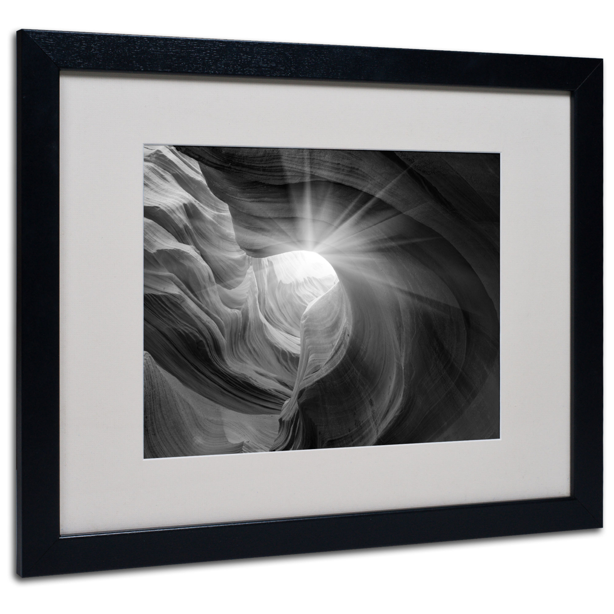 Moises Levy 'Searching Light I' Black Wooden Framed Art 18 X 22 Inches