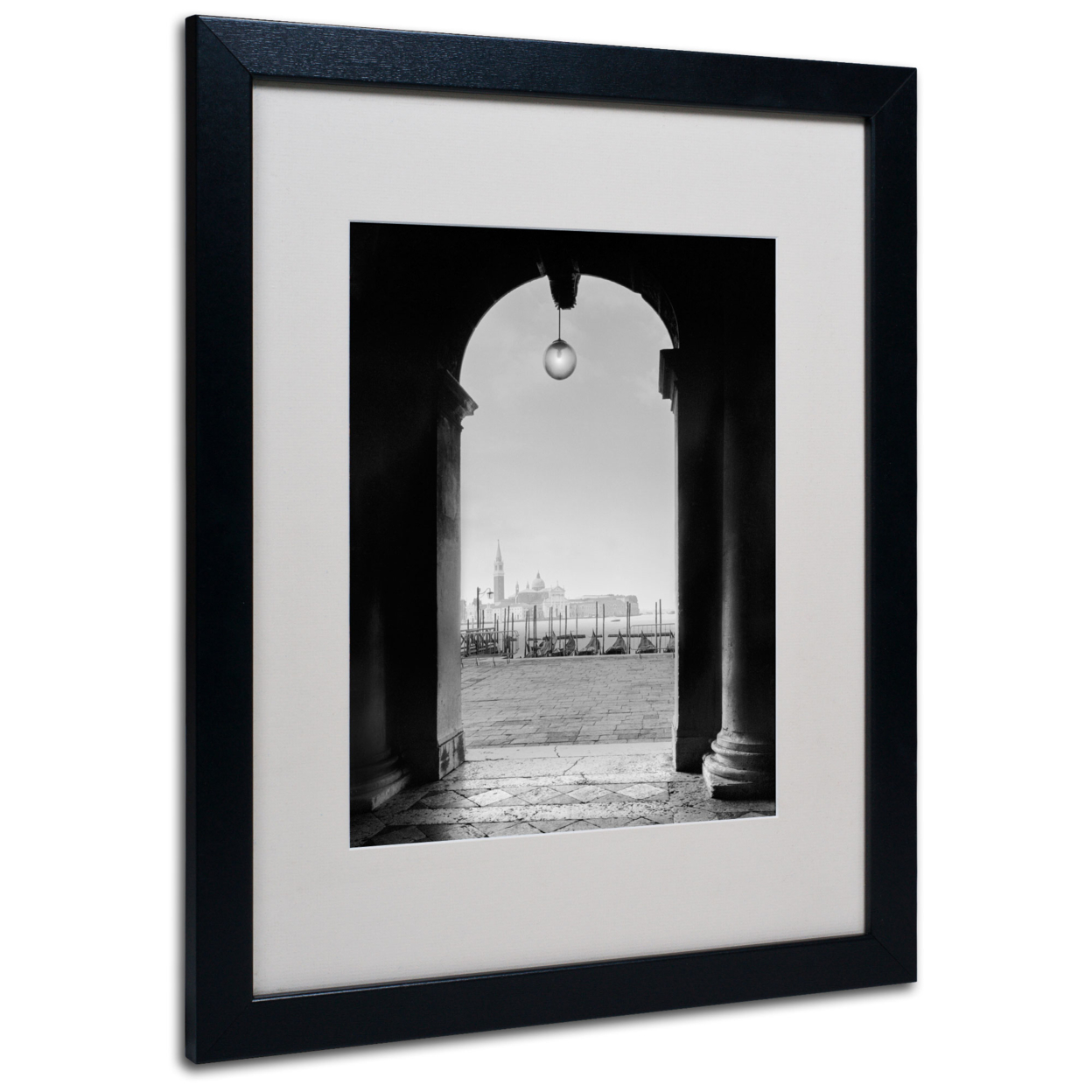 Moises Levy 'Venetia View' Black Wooden Framed Art 18 X 22 Inches