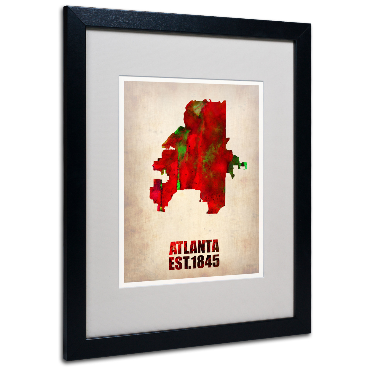Naxart 'Atlanta Watercolor Map' Black Wooden Framed Art 18 X 22 Inches