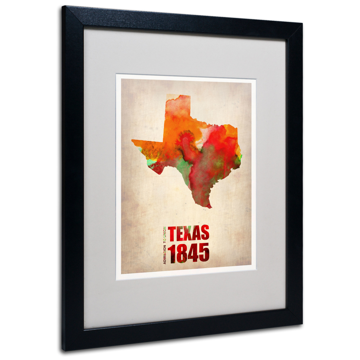 Naxart 'Texas Watercolor Map' Black Wooden Framed Art 18 X 22 Inches