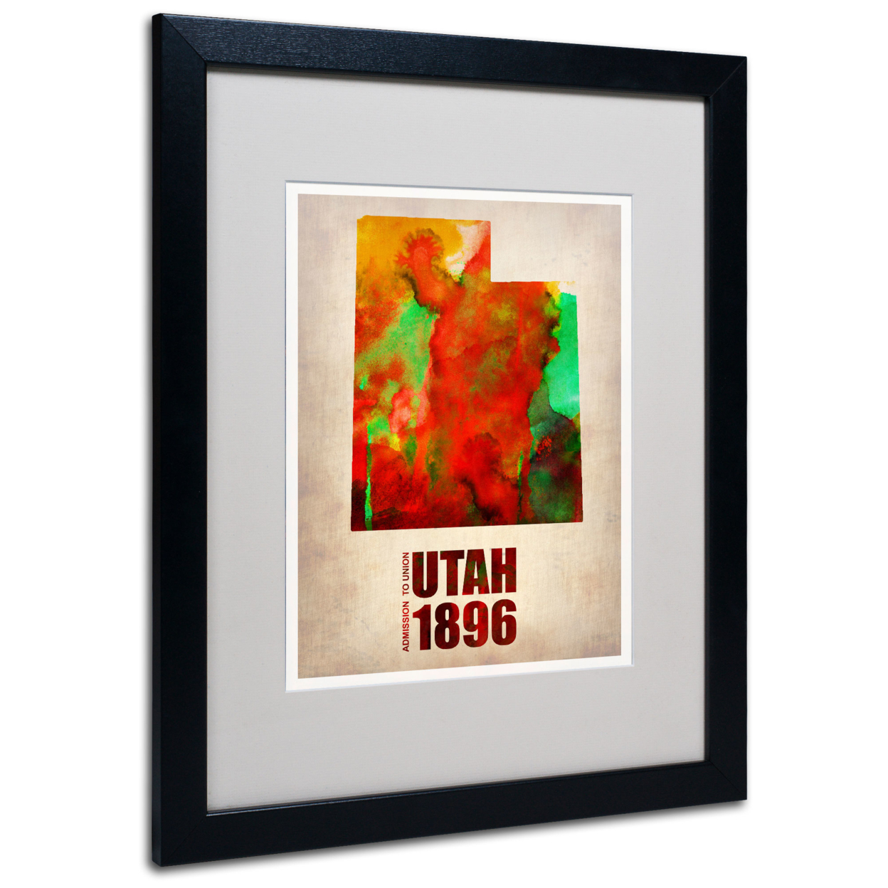 Naxart 'Utah Watercolor Map' Black Wooden Framed Art 18 X 22 Inches