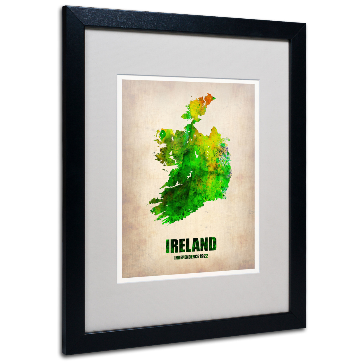 Naxart 'Ireland Watercolor Map' Black Wooden Framed Art 18 X 22 Inches