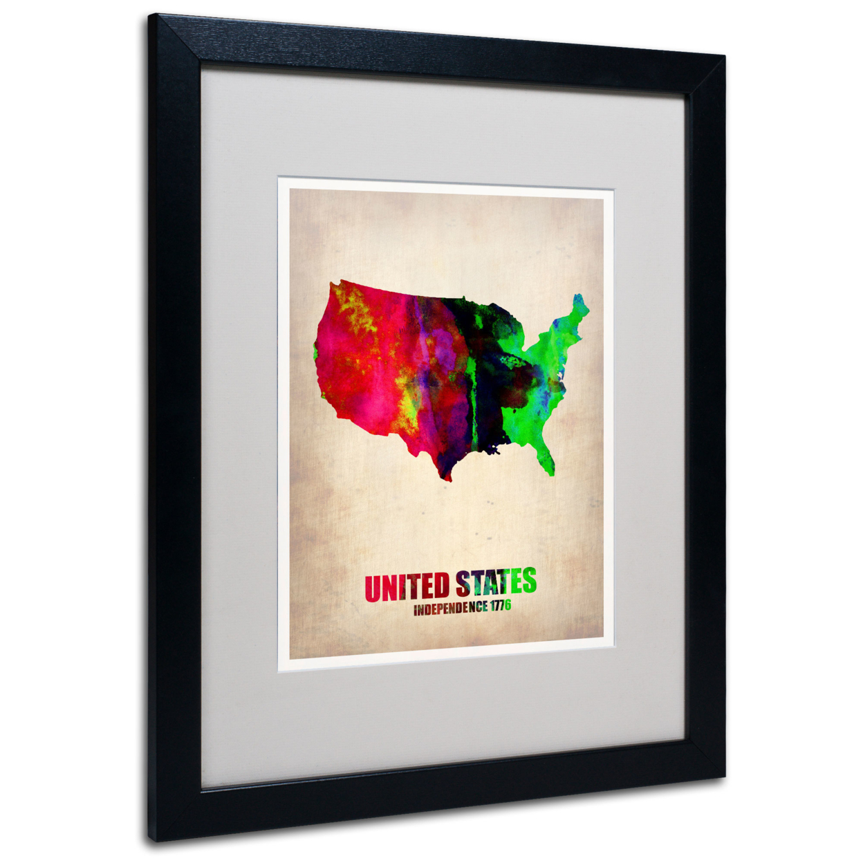 Naxart 'United States Watercolor Map' Black Wooden Framed Art 18 X 22 Inches