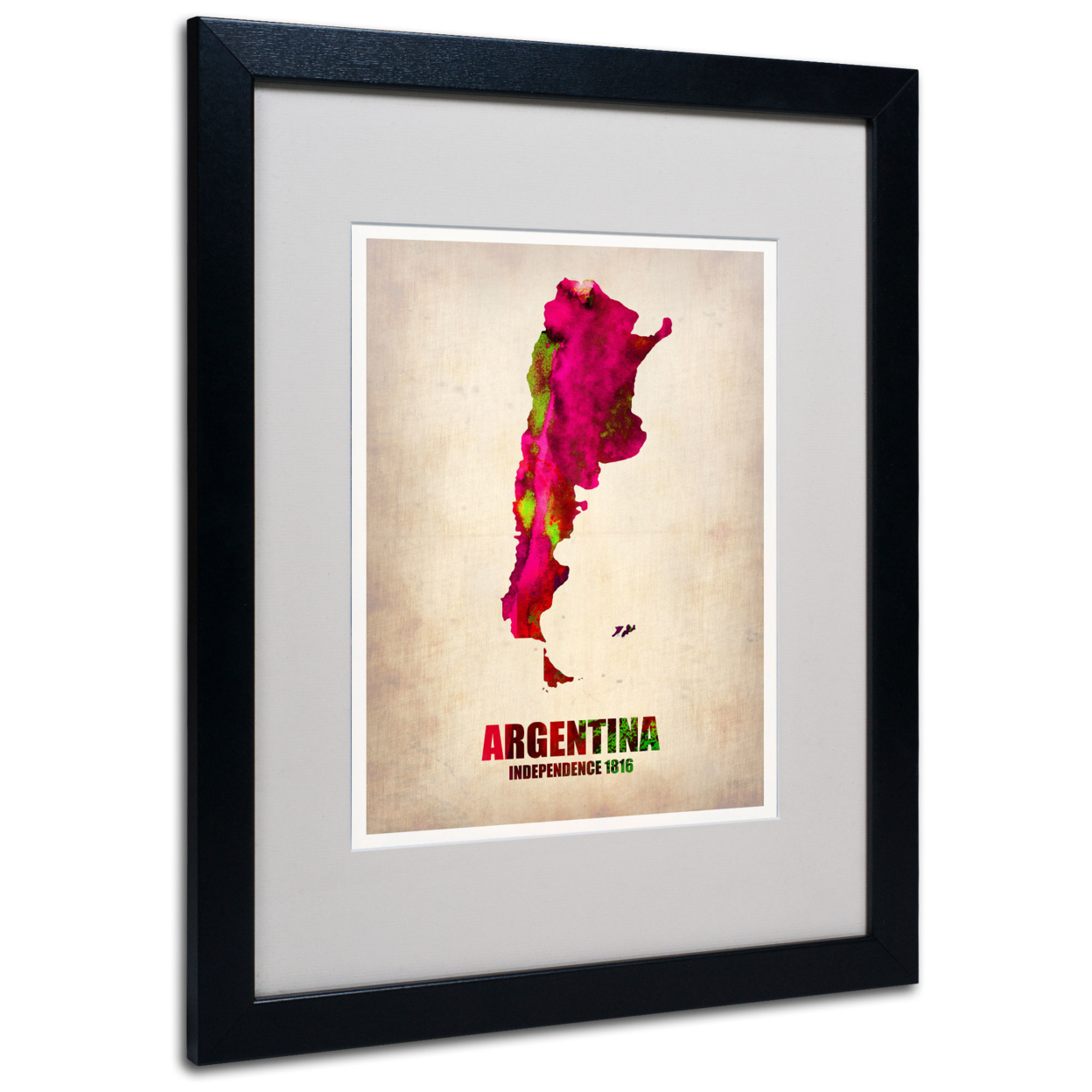 Naxart 'Argentina Watercolor Map' Black Wooden Framed Art 18 X 22 Inches