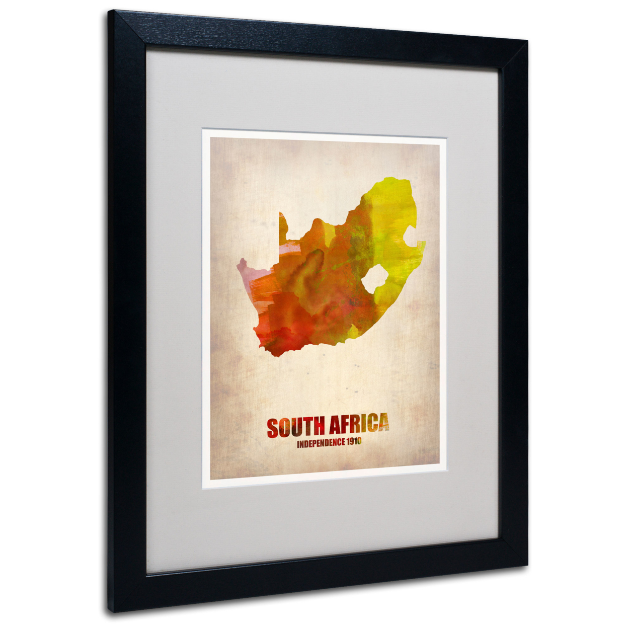 Naxart 'South Africa Watercolor Map' Black Wooden Framed Art 18 X 22 Inches