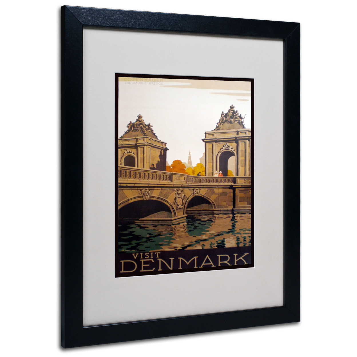 Vintage Apple Collection 'Denmark' Black Wooden Framed Art 18 X 22 Inches