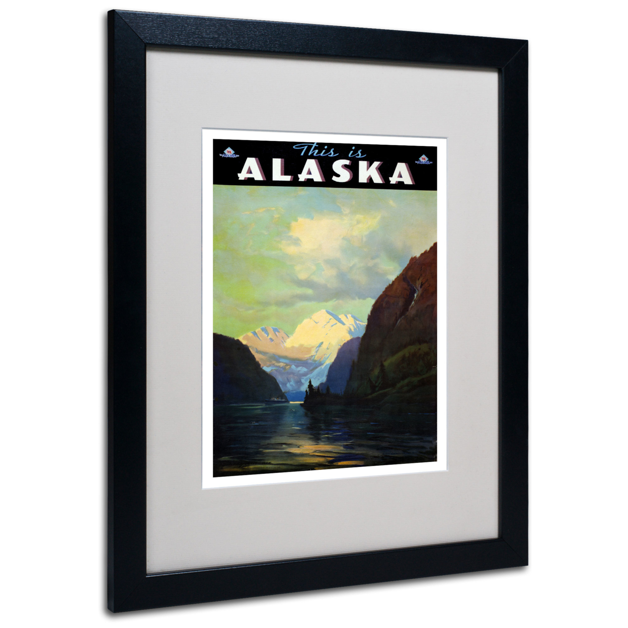 Vintage Apple Collection 'Trav Alaska' Black Wooden Framed Art 18 X 22 Inches