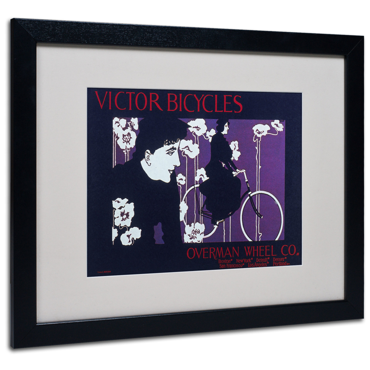 Vintage Apple Collection 'Bike 04' Black Wooden Framed Art 18 X 22 Inches