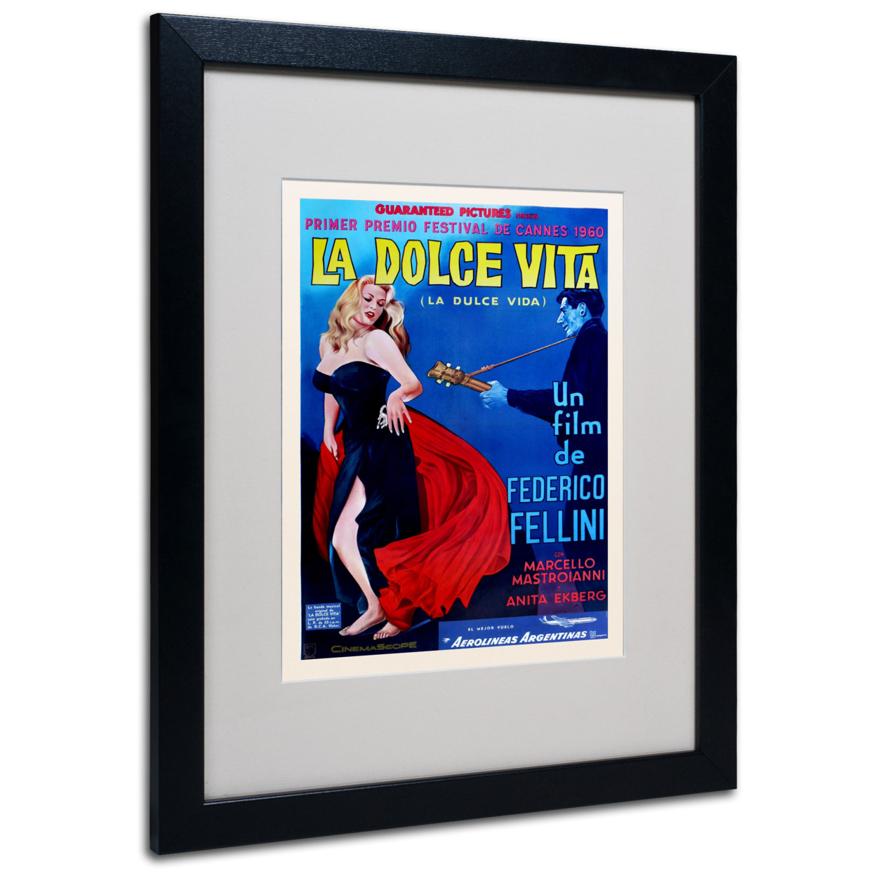 Vintage Apple Collection 'La Dolce Vita' Black Wooden Framed Art 18 X 22 Inches