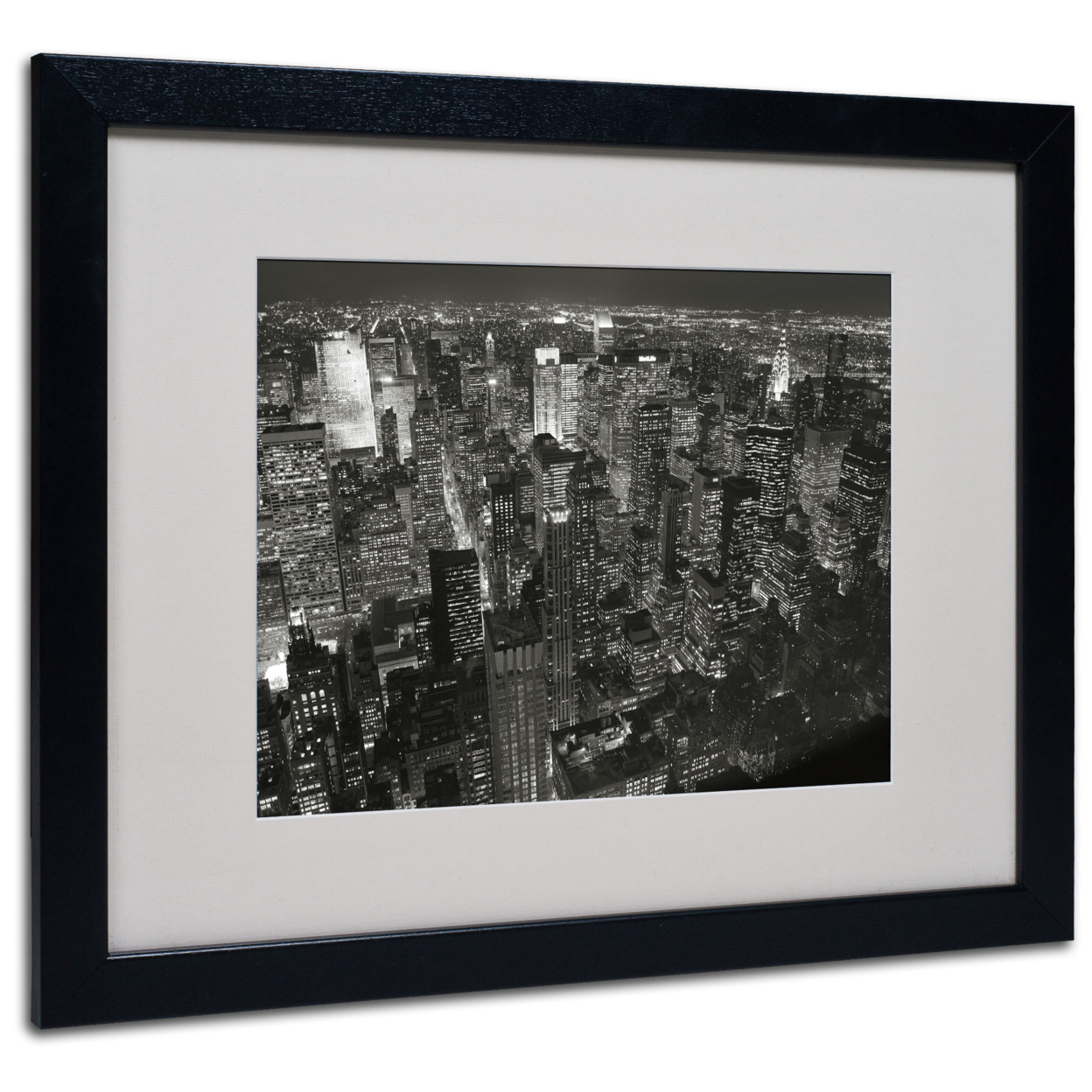 Chris Bliss 'Night Skyline' Black Wooden Framed Art 18 X 22 Inches
