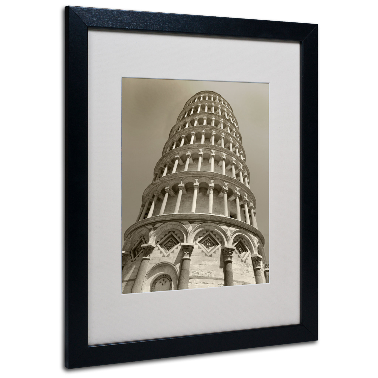 Chris Bliss 'Pisa Tower II' Black Wooden Framed Art 18 X 22 Inches