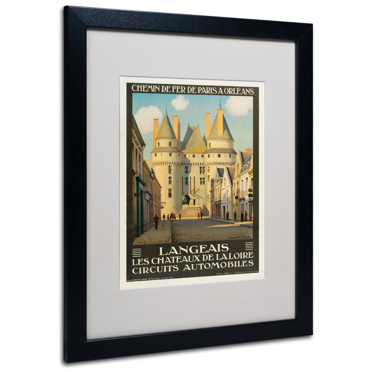 Les Chateaux De La Langeais' Black Wooden Framed Art 18 X 22 Inches