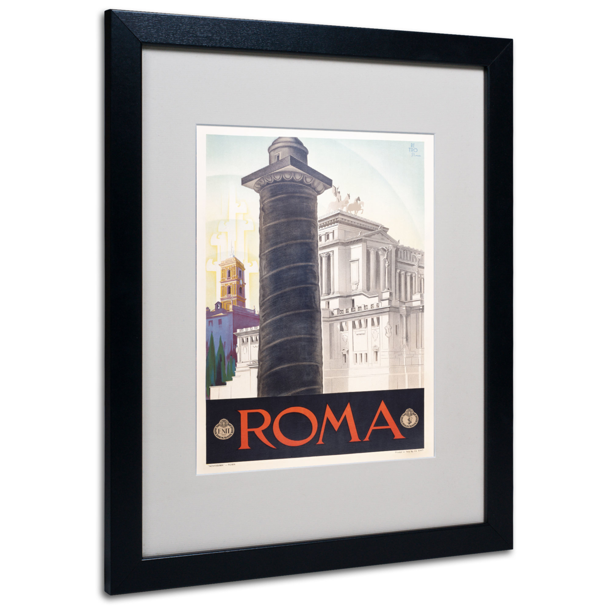 Roma' Black Wooden Framed Art 18 X 22 Inches