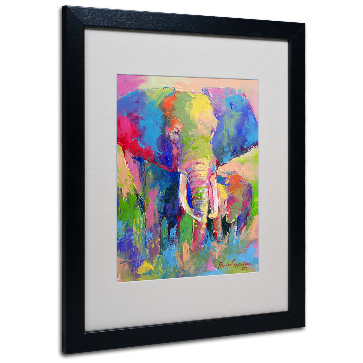 Richard Wallich 'Elephant 1' Black Wooden Framed Art 18 X 22 Inches