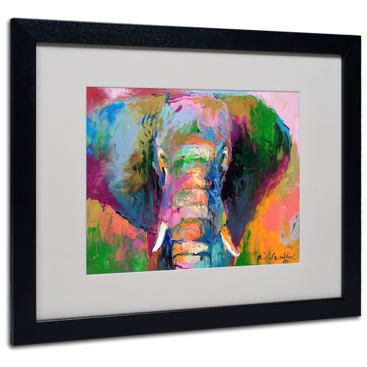 Richard Wallich 'Elephant 2' Black Wooden Framed Art 18 X 22 Inches