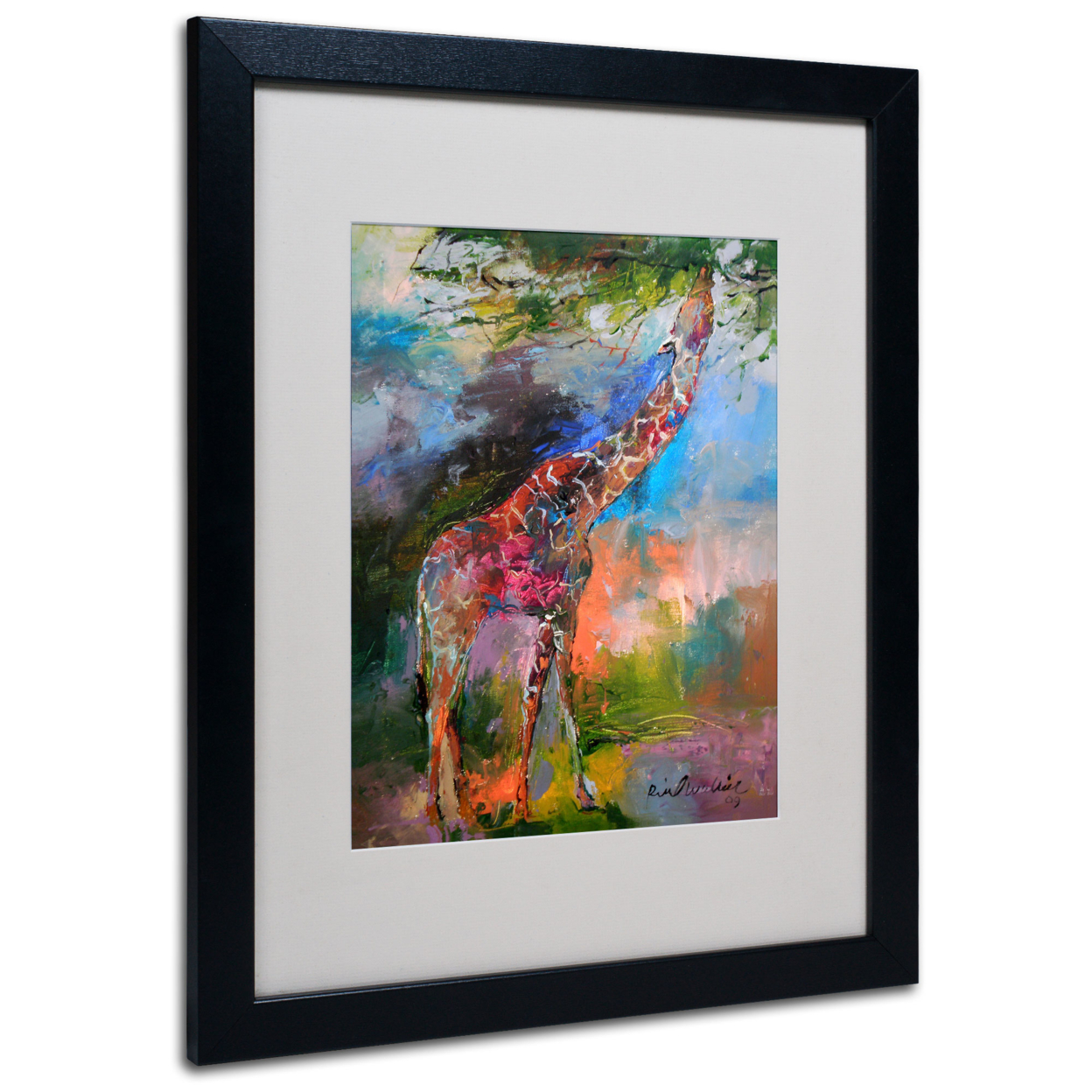 Richard Wallich 'Giraffe' Black Wooden Framed Art 18 X 22 Inches