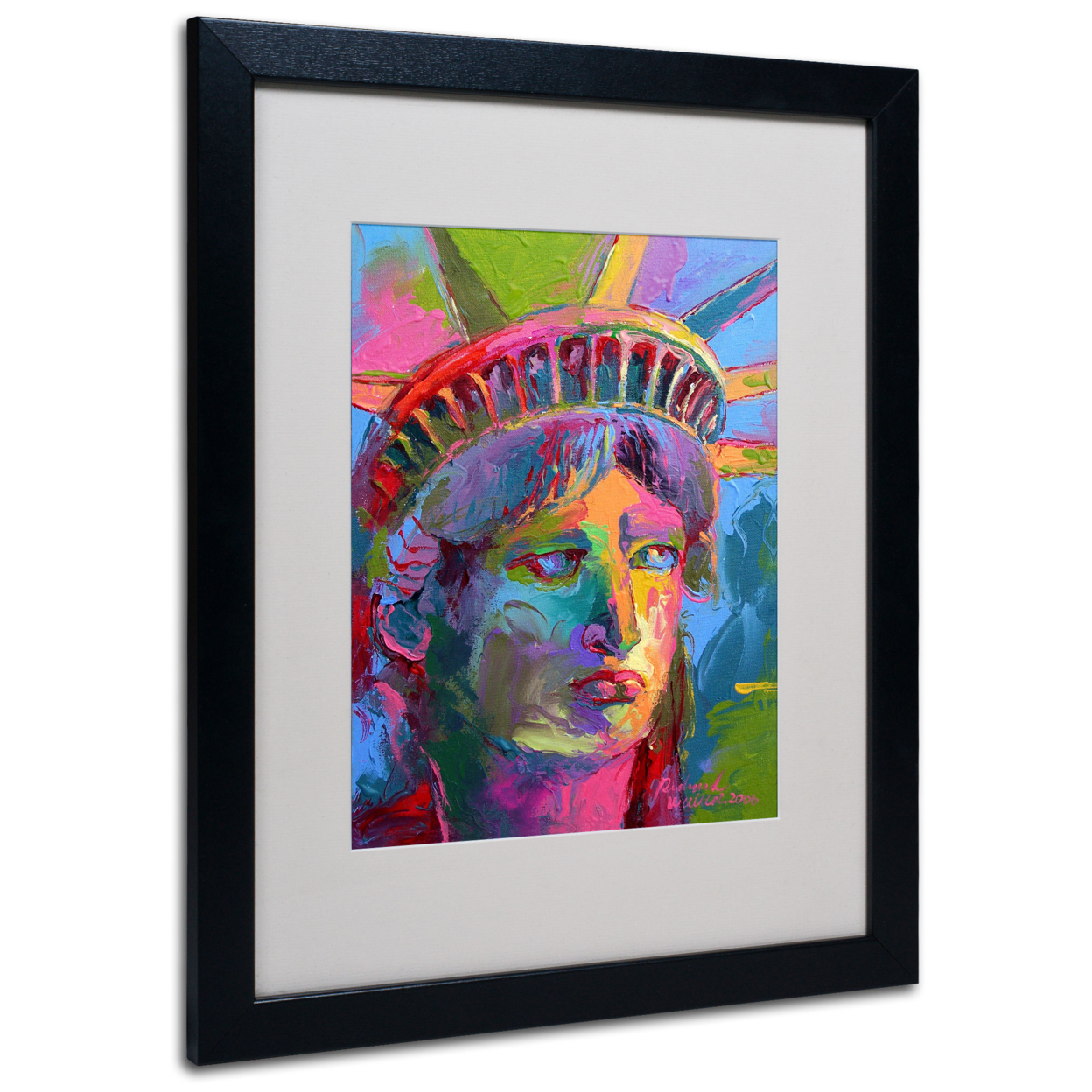 Richard Wallich 'Lady Liberty 2' Black Wooden Framed Art 18 X 22 Inches
