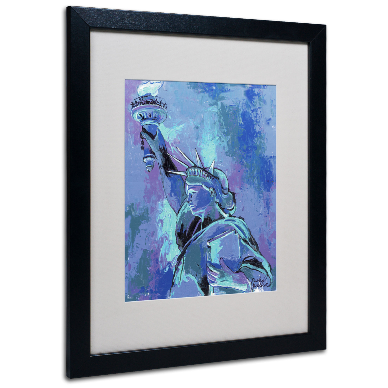 Richard Wallich 'Statue Of Liberty 2' Black Wooden Framed Art 18 X 22 Inches
