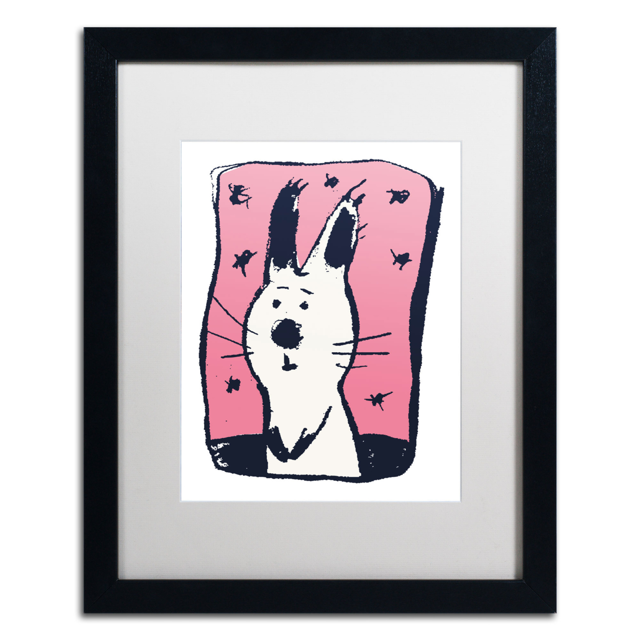 Carla Martell 'Earnest Rabbit' Black Wooden Framed Art 18 X 22 Inches