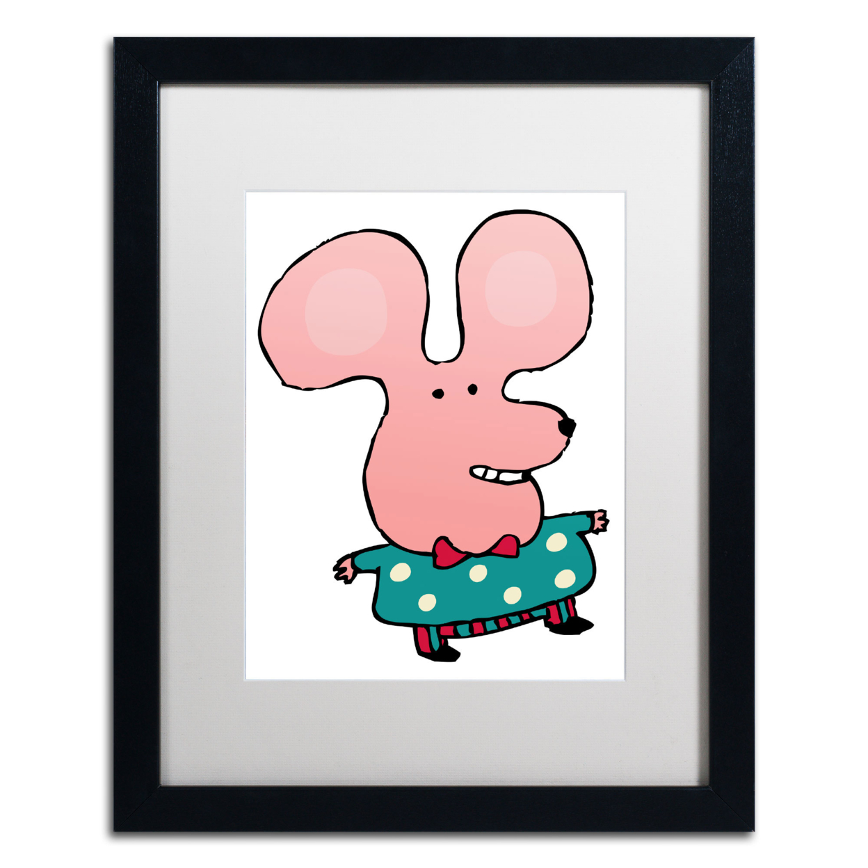 Carla Martell 'Happy Mr.Mouse' Black Wooden Framed Art 18 X 22 Inches