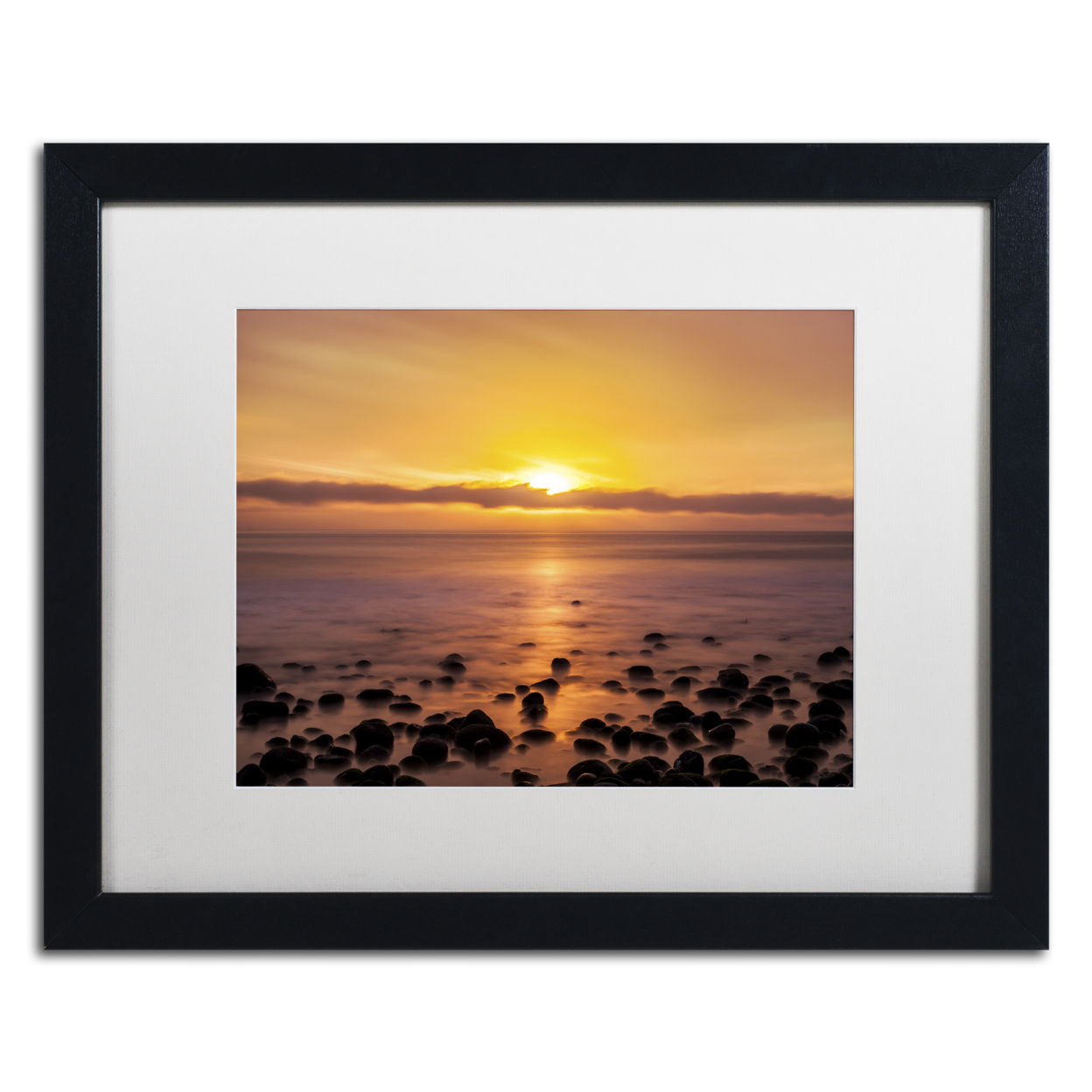 Chris Moyer 'Pacific Sunset' Black Wooden Framed Art 18 X 22 Inches