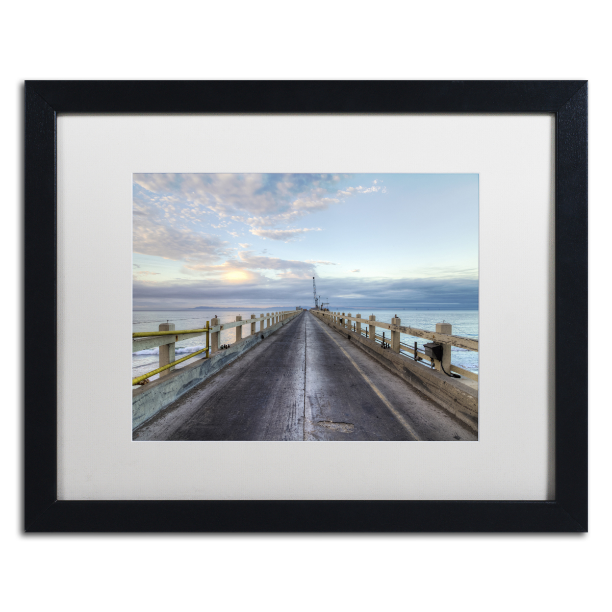 Chris Moyer 'Carpinteria Pier View I' Black Wooden Framed Art 18 X 22 Inches