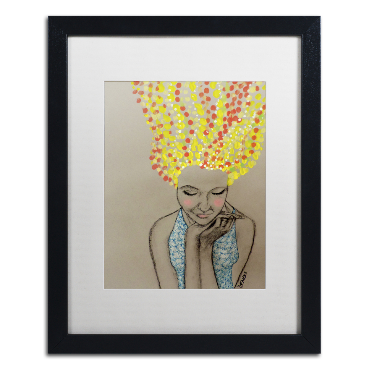 Sylvie Demers 'Miss Sunshine' Black Wooden Framed Art 18 X 22 Inches