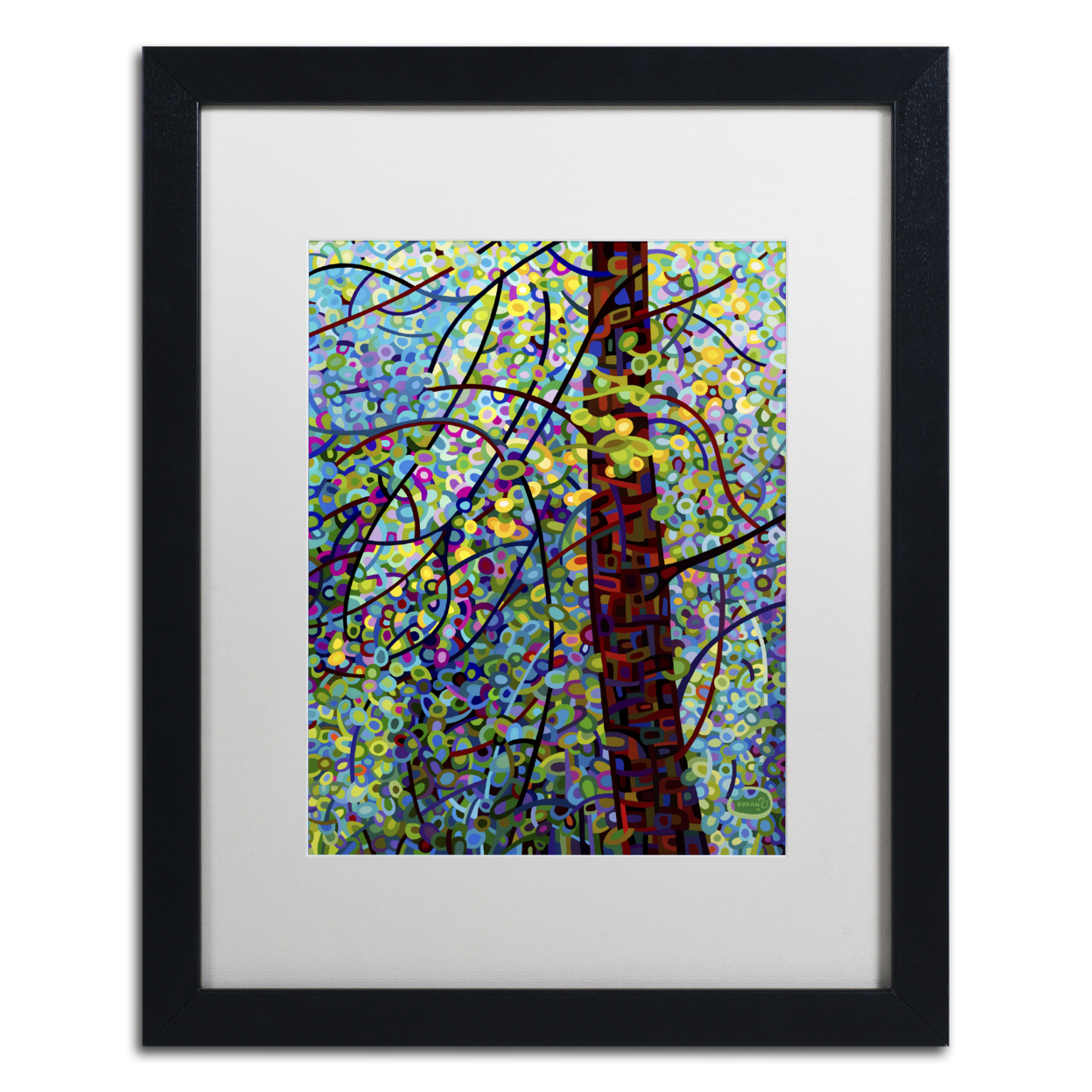 Mandy Budan 'Pine Sprites' Black Wooden Framed Art 18 X 22 Inches