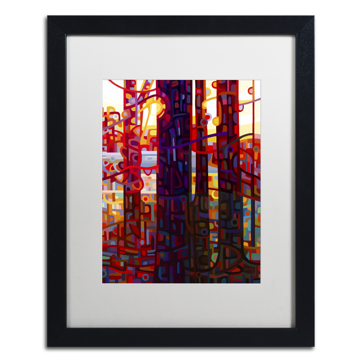 Mandy Budan 'Carnelian Morning' Black Wooden Framed Art 18 X 22 Inches