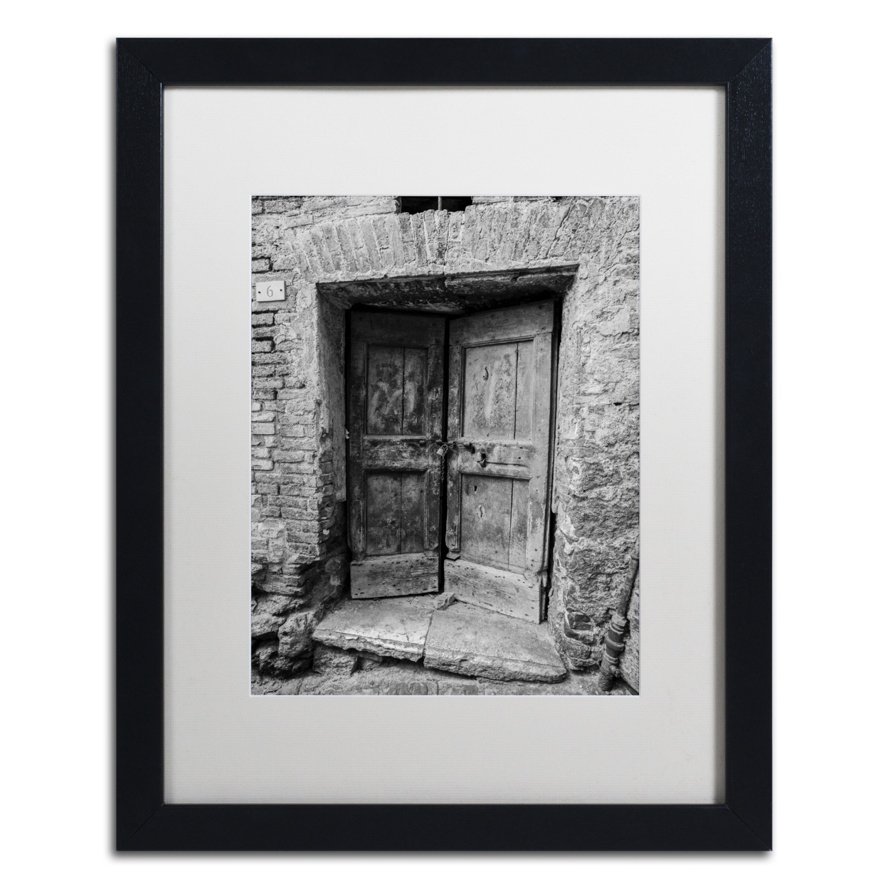 Moises Levy 'Siena Door' Black Wooden Framed Art 18 X 22 Inches