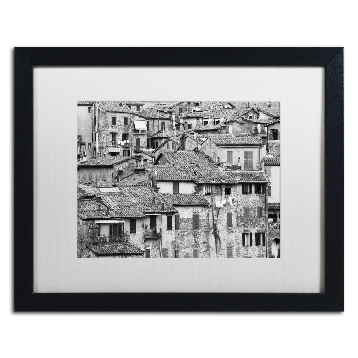 Moises Levy 'San Gimignano Texture' Black Wooden Framed Art 18 X 22 Inches