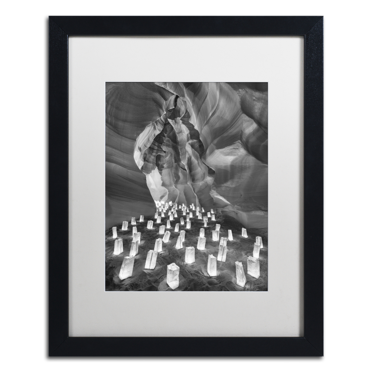 Moises Levy 'Candle Canyon II' Black Wooden Framed Art 18 X 22 Inches