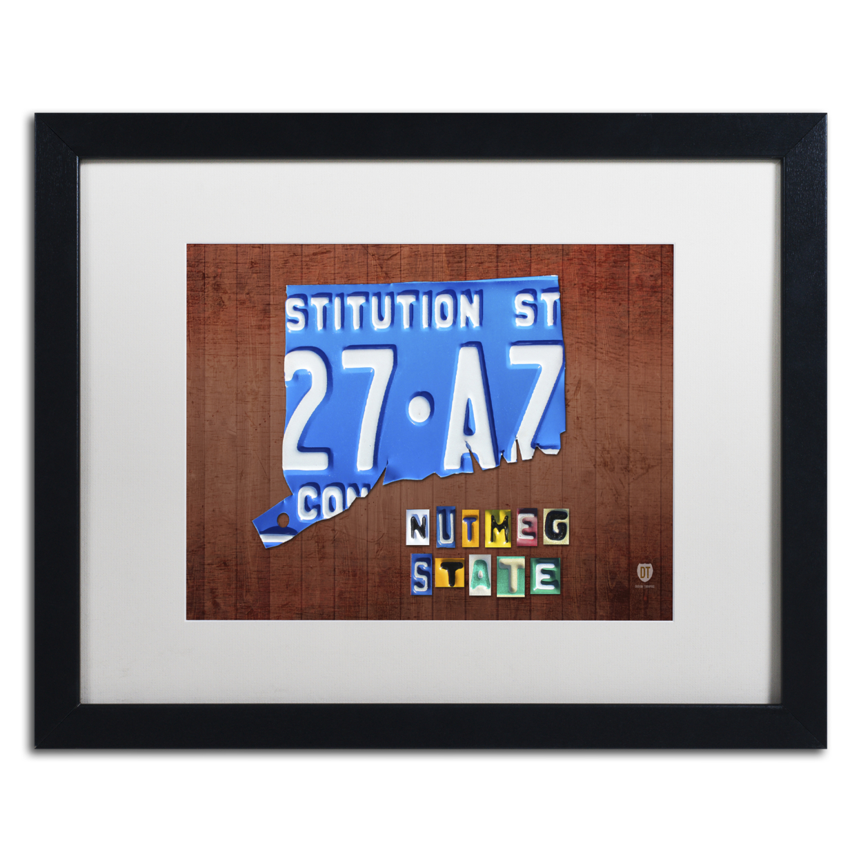 Design Turnpike 'Connecticut License Plate' Black Wooden Framed Art 18 X 22 Inches
