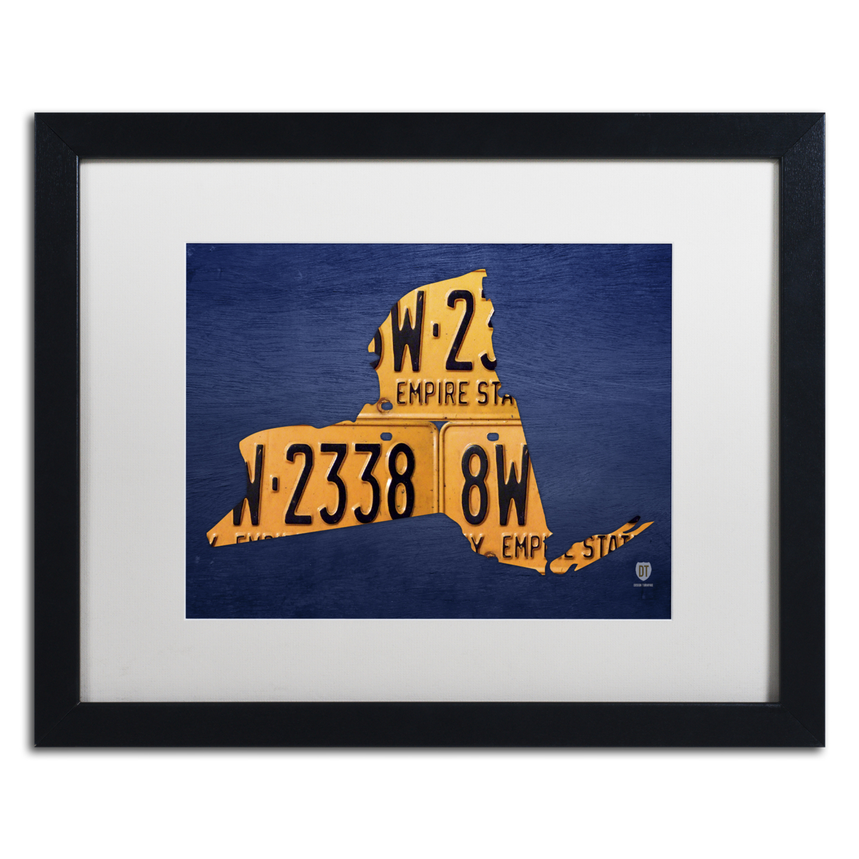 Design Turnpike 'New York License Plate Map' Black Wooden Framed Art 18 X 22 Inches