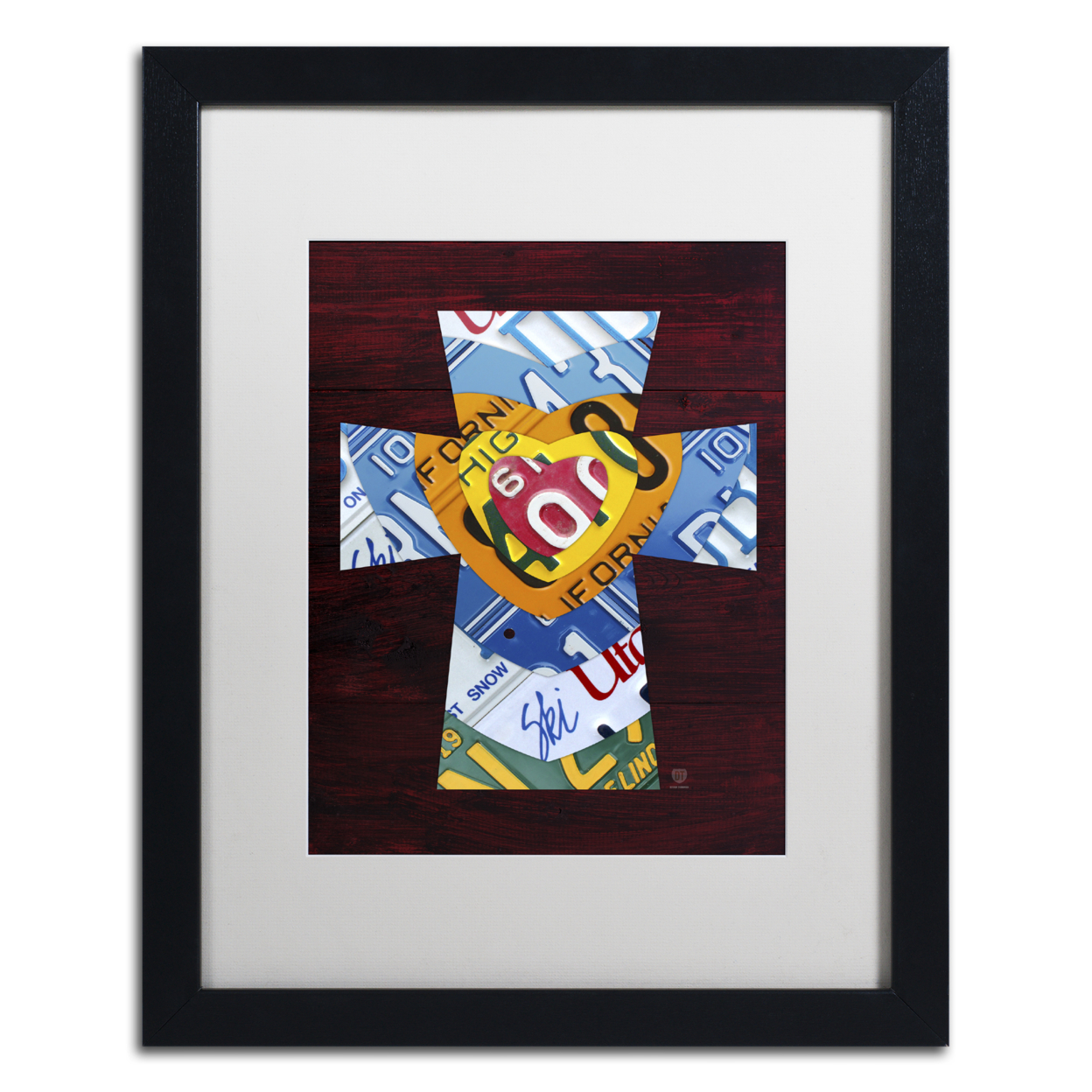 Design Turnpike 'Heart Cross' Black Wooden Framed Art 18 X 22 Inches