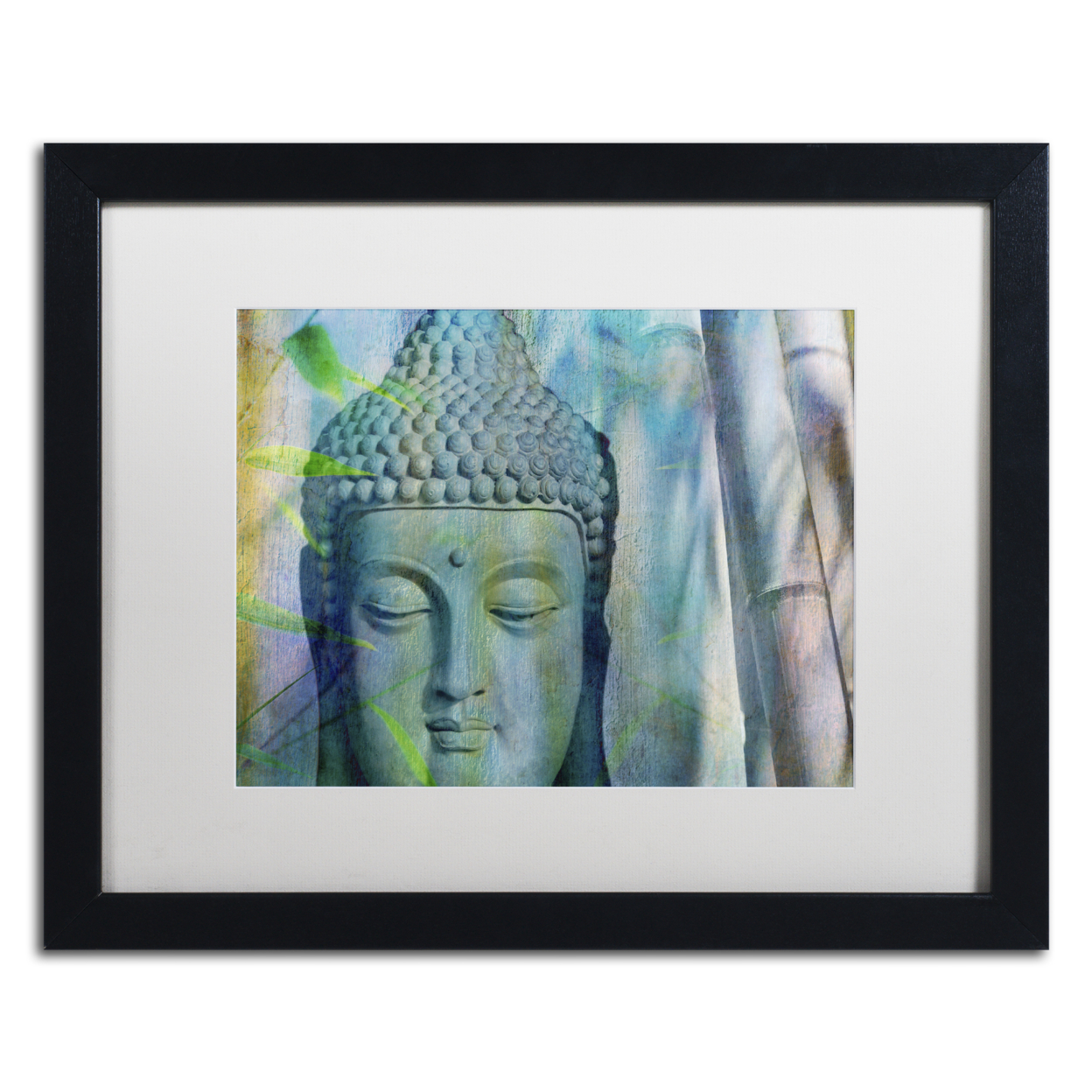 Cora Niele 'Buddha With Bamboo' Black Wooden Framed Art 18 X 22 Inches