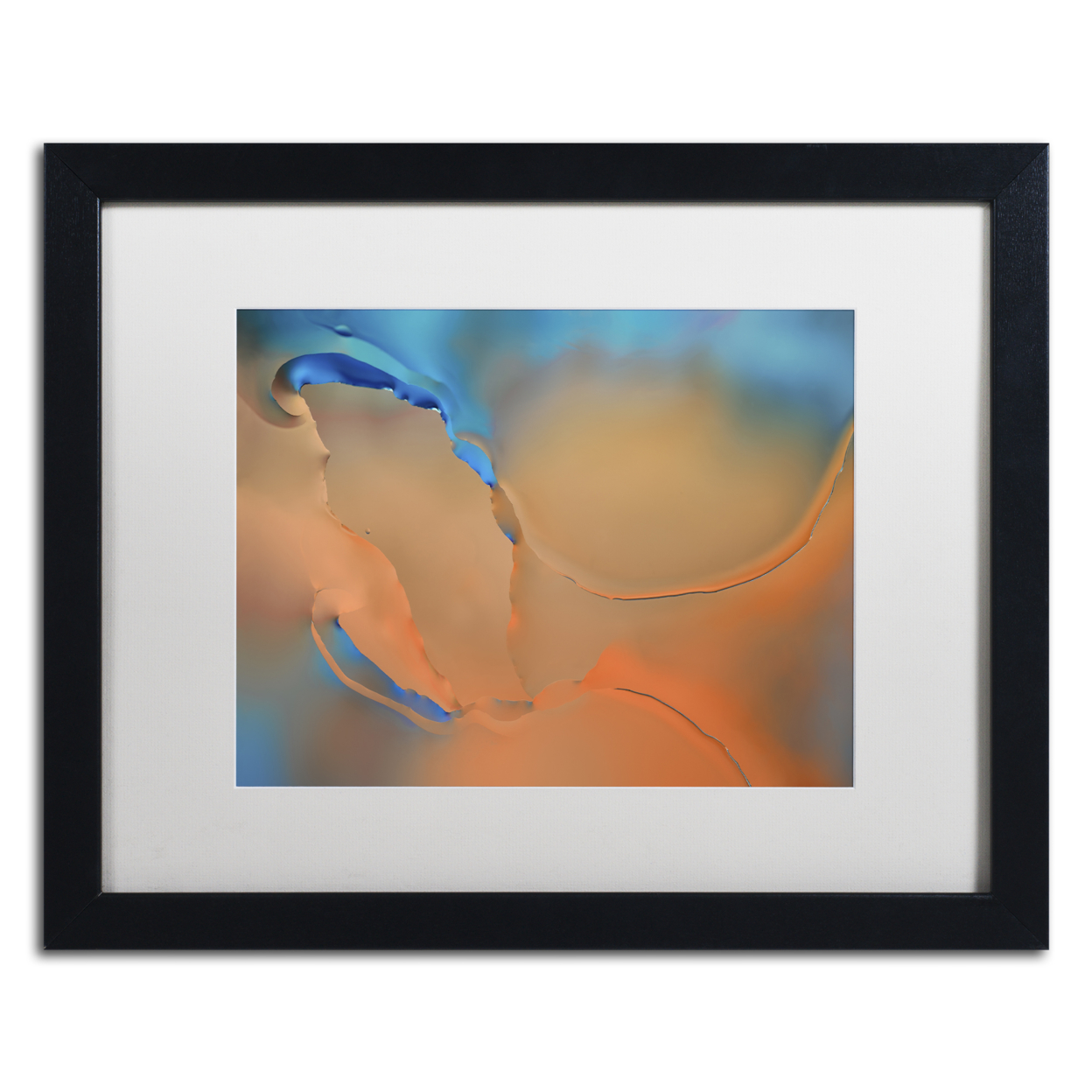 Cora Niele 'Blue And Orange Flow' Black Wooden Framed Art 18 X 22 Inches