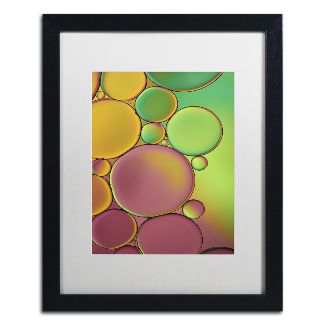 Cora Niele 'Green And Orange Drops' Black Wooden Framed Art 18 X 22 Inches