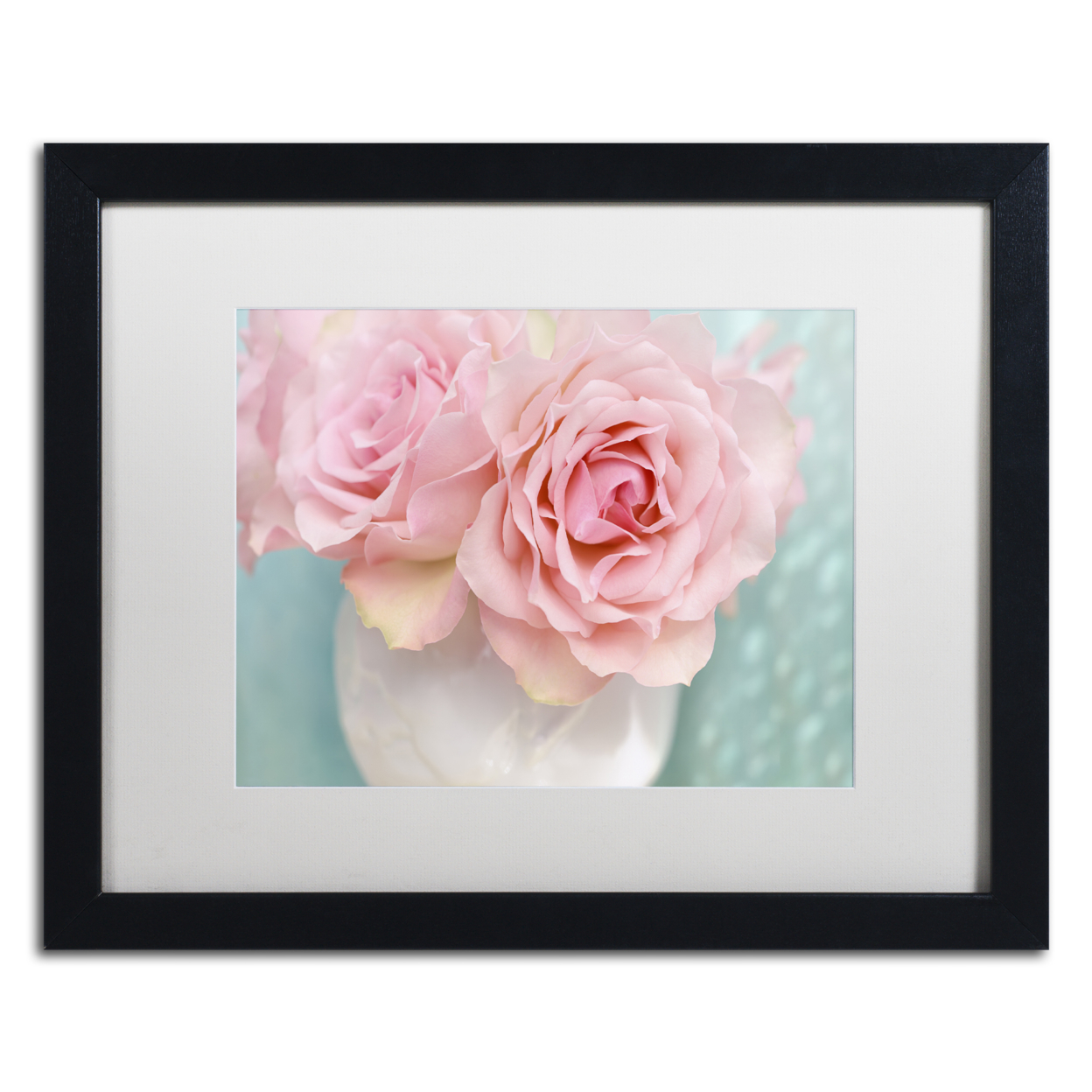 Cora Niele 'Pink Rose Bouquet' Black Wooden Framed Art 18 X 22 Inches