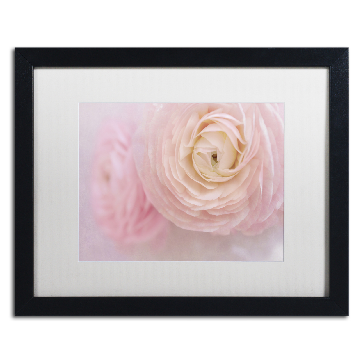 Cora Niele 'Soft Pink Flower Bouquet' Black Wooden Framed Art 18 X 22 Inches