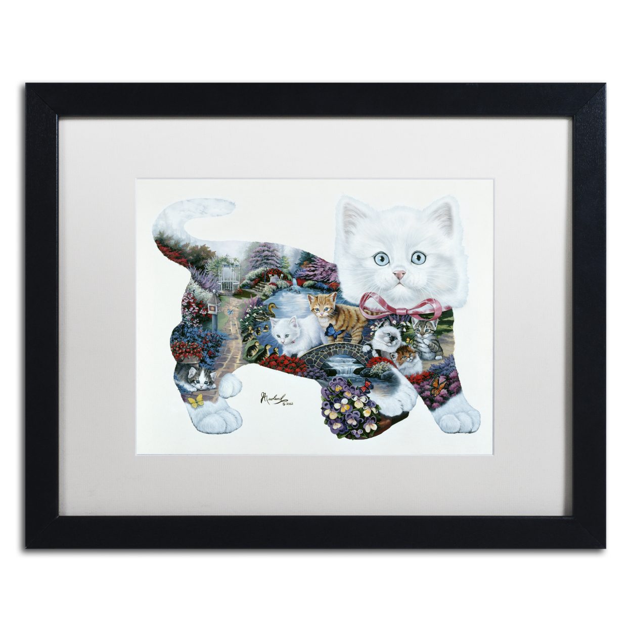 Jenny Newland 'Kitten Tales' Black Wooden Framed Art 18 X 22 Inches