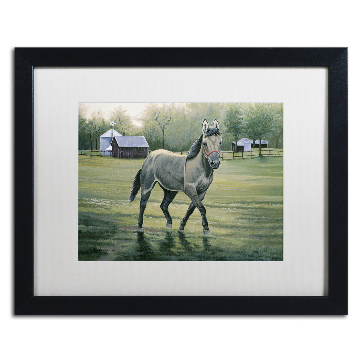 Jenny Newland 'In The Pasture' Black Wooden Framed Art 18 X 22 Inches