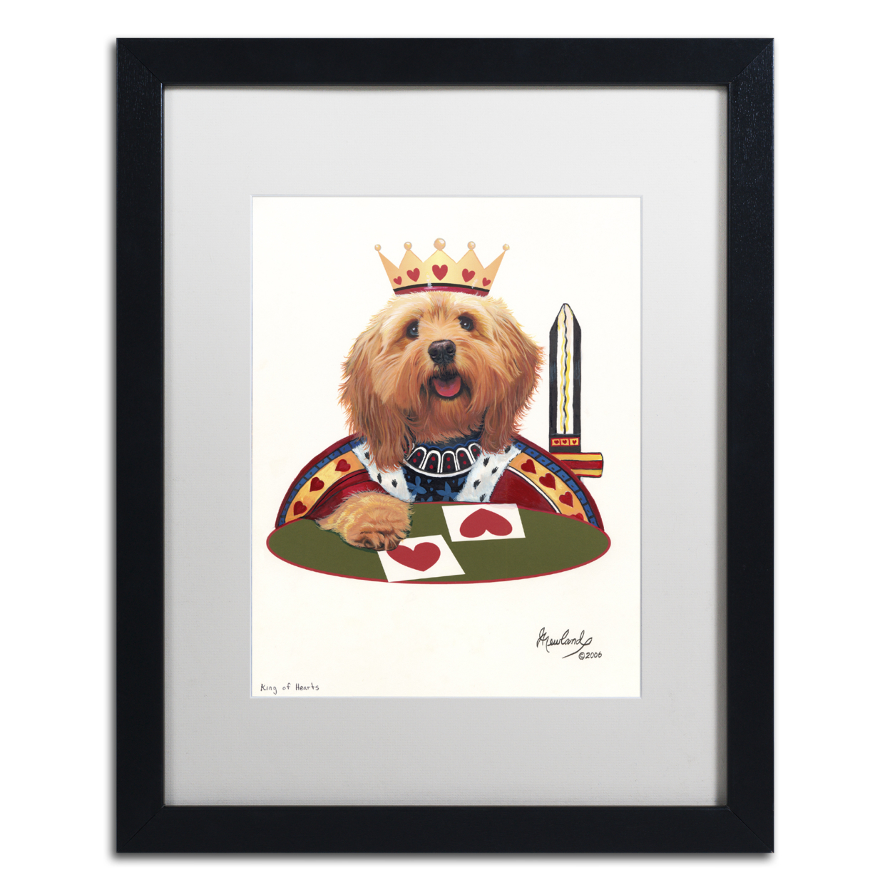 Jenny Newland 'King Of Hearts' Black Wooden Framed Art 18 X 22 Inches