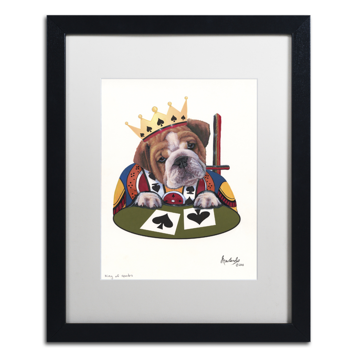 Jenny Newland 'King Of Spades' Black Wooden Framed Art 18 X 22 Inches