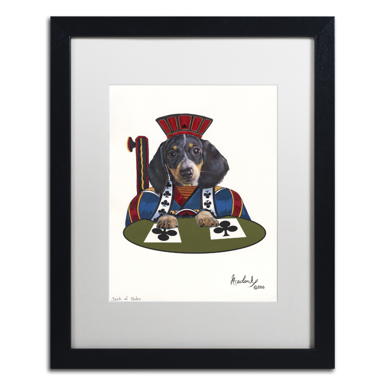 Jenny Newland 'Jack Of Clubs' Black Wooden Framed Art 18 X 22 Inches